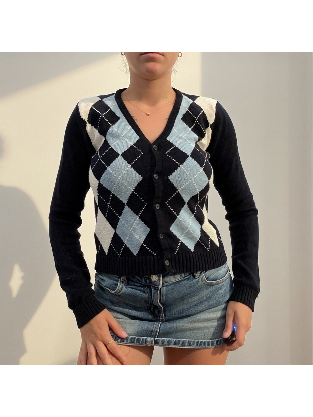 Brandy Melville Y2K Argyle Cardigan